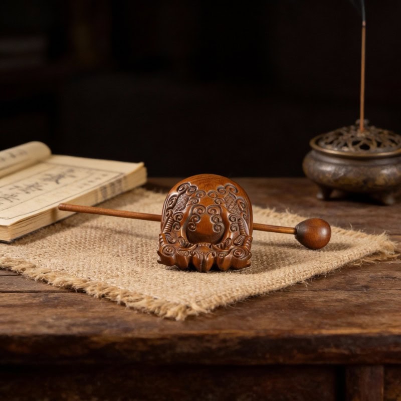 Boxwood Carved Fish with Dragon Motif