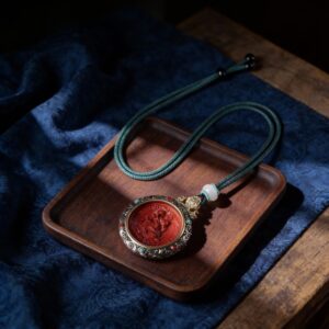 Tibetan Silver & Cinnabar Zodiac Guardian Pendant