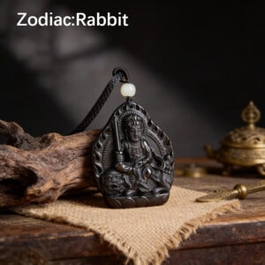 Obsidian Zodiac Guardian Pendant - Rabbit Zodiac