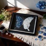 Blue White Feather Pearl Crystal Butterfly DIY Craft Kit