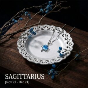 12 Zodiac Guardian Silver and Blue Topaz Necklace - Sagittarius