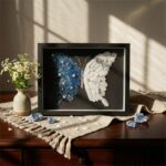 Blue White Feather Pearl Crystal Butterfly DIY Craft Kit
