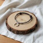 Moon Pendant Woven Leather Pet Collarc