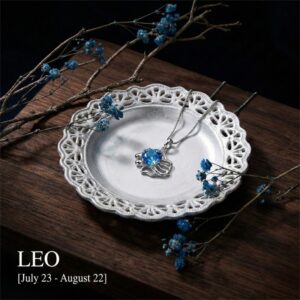 12 Zodiac Guardian Silver and Blue Topaz Necklace - Leo