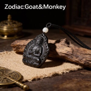 Obsidian Zodiac Guardian Pendant - Goat Zodiac