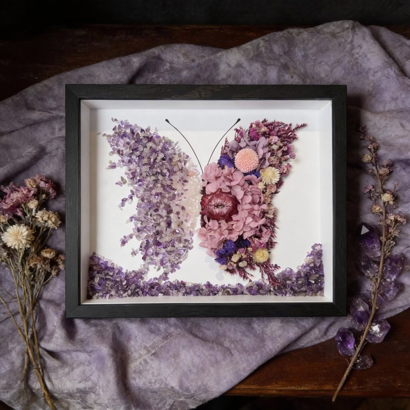 Purple Preserved Flower Crystal Butterfly DIY Craft Kit
