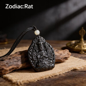 Obsidian Zodiac Guardian Pendant - Rat Zodiac