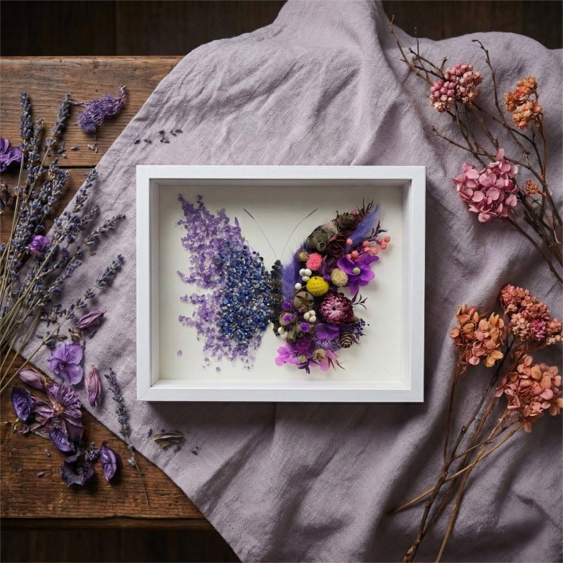Blue Tone Crystal Dried Flower Butterfly DIY Craft Kit