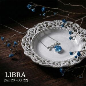 12 Zodiac Guardian Silver and Blue Topaz Necklace - Libra
