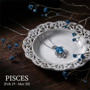 12 Zodiac Guardian Silver and Blue Topaz Necklace - Pisces