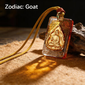 Ancient Glass Chinese Zodiac Guardian Pendant - Goat Zodiac