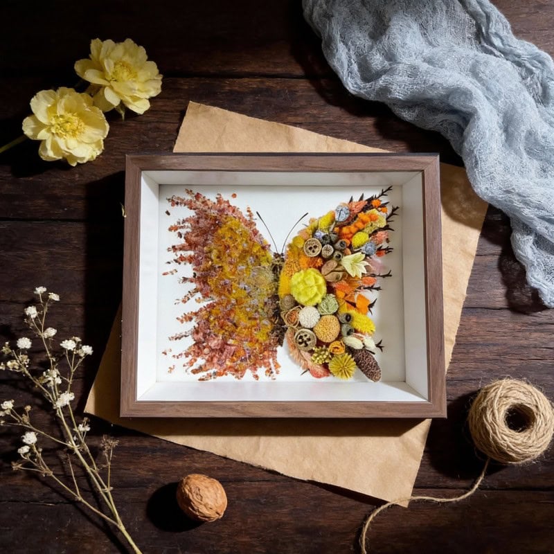 Orange Preserved Flower Butterfly DIY Kit