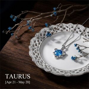 12 Zodiac Guardian Silver and Blue Topaz Necklace - Taurus