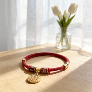 Red String Six Blessings & Five Gods of Wealth Pet Collar - XS;12–22cm (approx. 4.72–8.66 in)