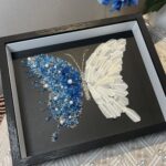Blue White Feather Pearl Crystal Butterfly DIY Craft Kit