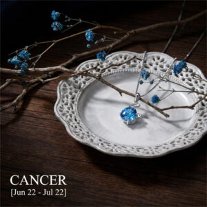 12 Zodiac Guardian Silver and Blue Topaz Necklace - Cancer