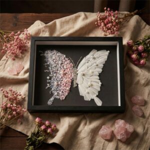 Pink White Feather Pearl Crystal Butterfly DIY Craft Kit