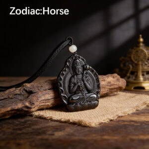 Obsidian Zodiac Guardian Pendant - Horse Zodiac