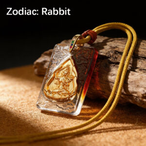 Ancient Glass Chinese Zodiac Guardian Pendant - Rabbit Zodiac
