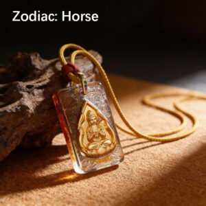 Ancient Glass Chinese Zodiac Guardian Pendant - Horse Zodiac