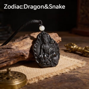 Obsidian Zodiac Guardian Pendant - Snake Zodiac