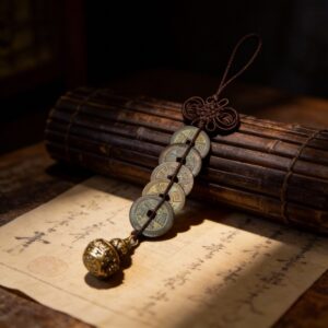 Five Emperor Coins Brass Gourd Lucky Hanging Ornament